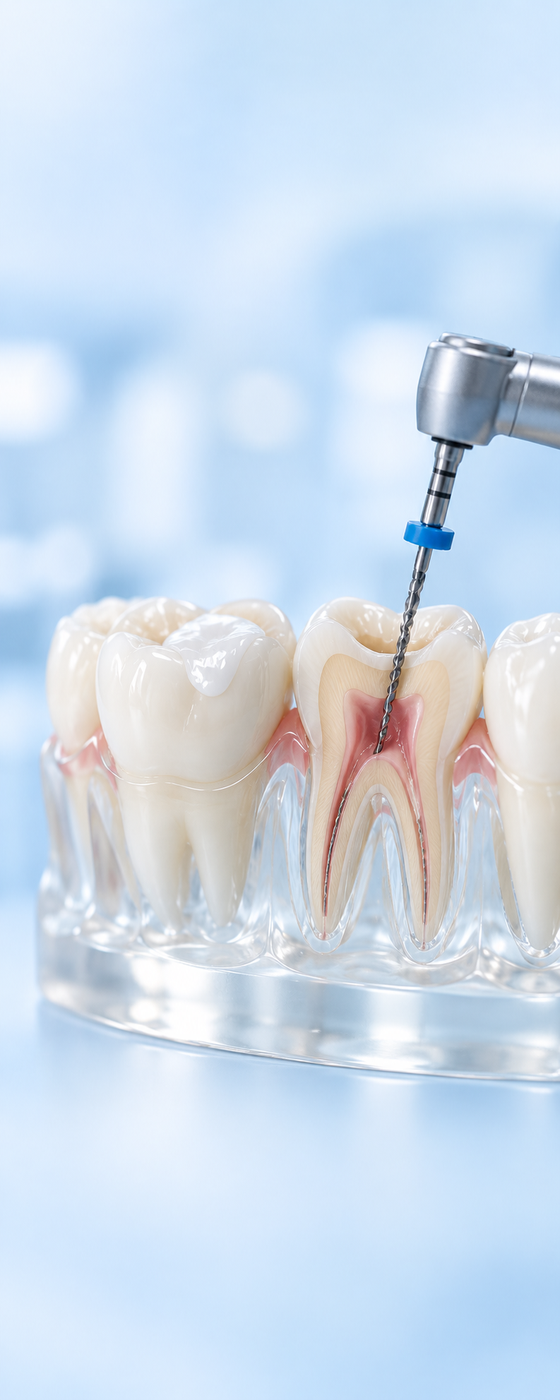 Modello di dente con ricostruzione che evidenzia una carie curata